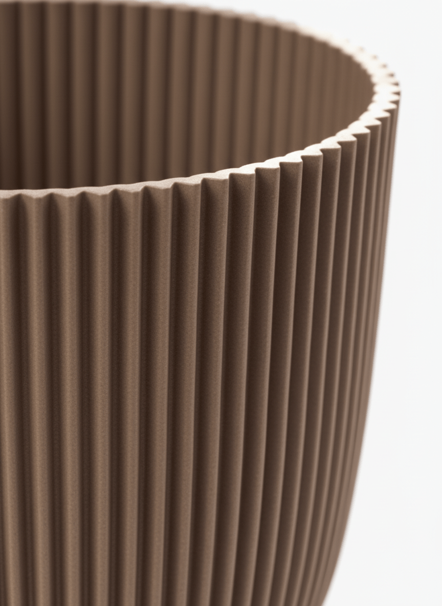 Cache - pot Capi Nature Groove — Taupe Ø22 cm - Verdeia