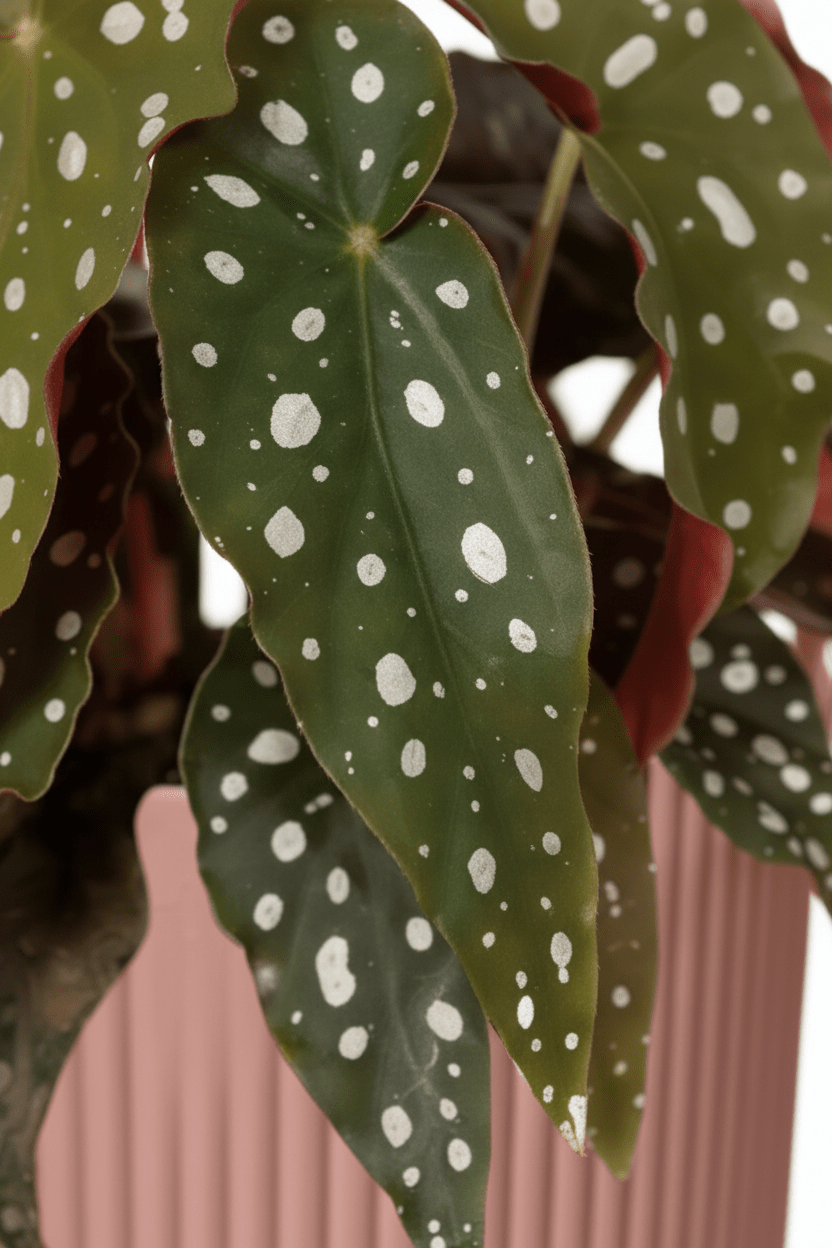 Begonia Maculata — Bégonia bambou — Ø14 cm — H30 cm + ELHO Vibes Fold rose - Verdeia