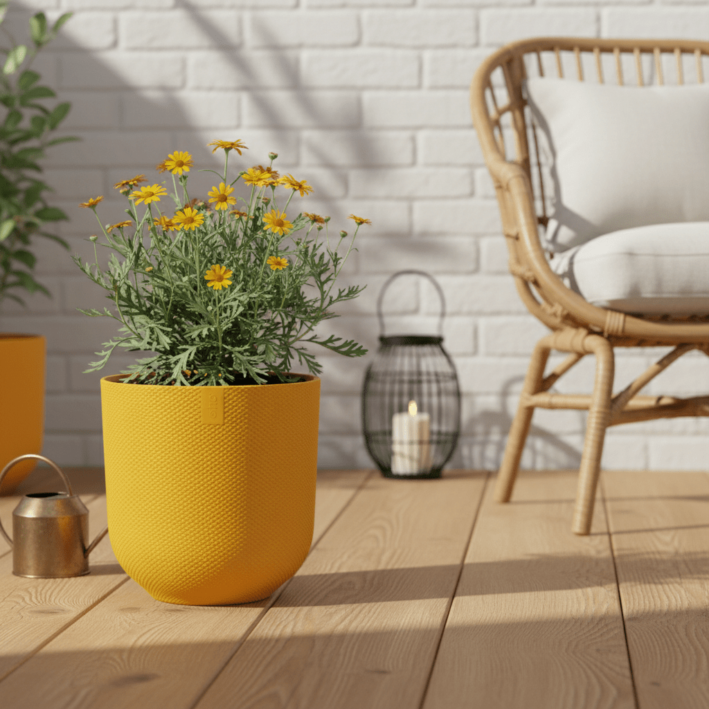 Cache - pot Elho Jazz Round — Amber Yellow Ø23 cm - Verdeia