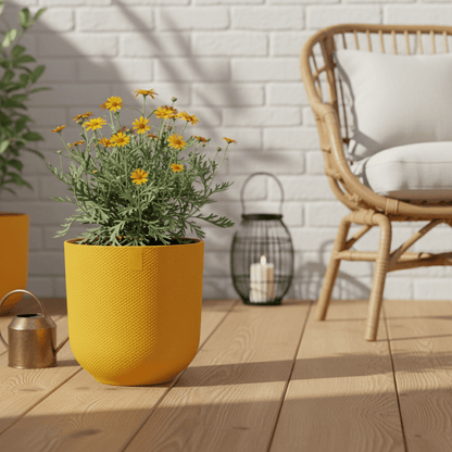 Cache - pot Elho Jazz Round — Amber Yellow Ø23 cm - Verdeia