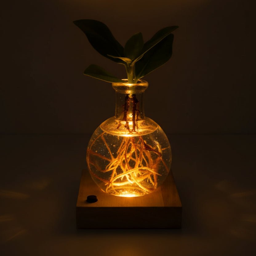 Clusia en bocal Samoa avec LED — Plante hydroponique lumineuse — Ø5 cm — H10 cm - Verdeia