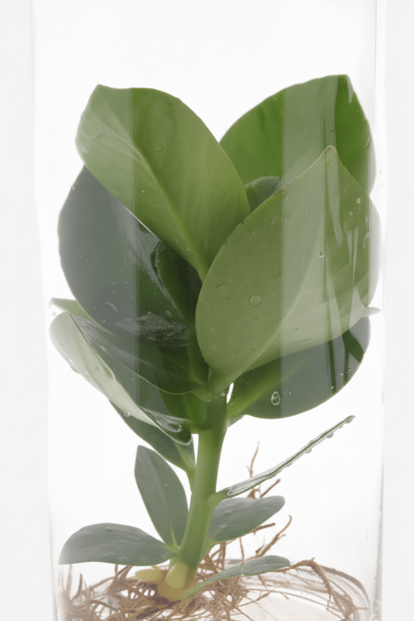 Clusia en tube de verre — Plante hydroponique — Ø12 cm — H30 cm - Verdeia
