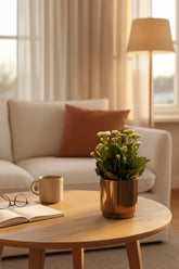 Kalanchoe blanc – Pot céramique doré bronze (Ø12 x H27 cm) - Verdeia