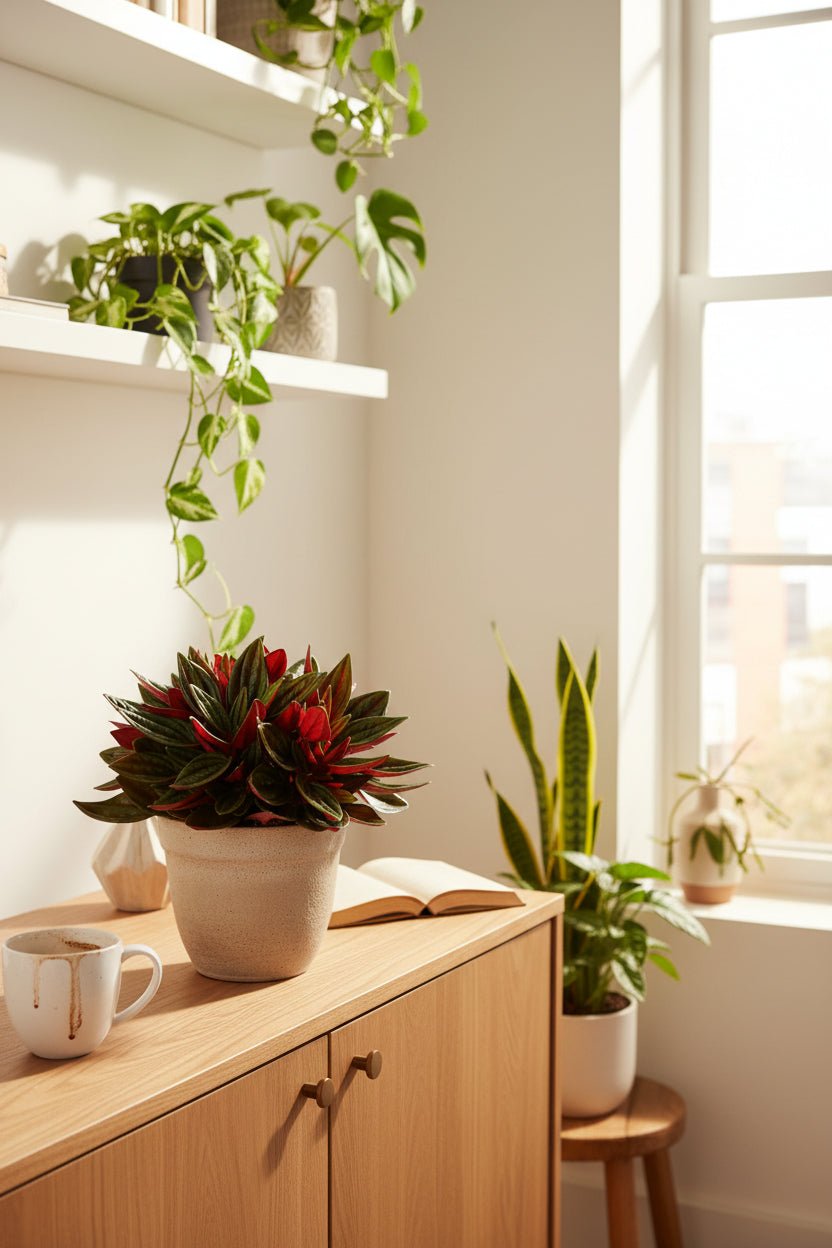 Peperomia caperata ‘Rosso’ — Ø11 cm — H15 cm - Verdeia